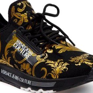 Versace Shoes | Authentic Versace Mens Sneakers Brand New in Box Nib Shoes Size 10 Men's Low Top | Color: Black/Gold | Size: 10 | Wedspink's Closet